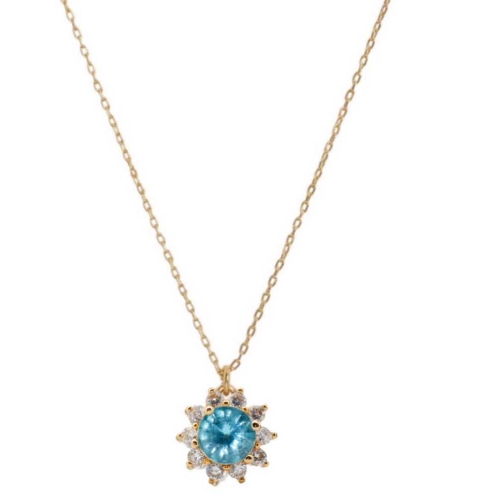 KATE SPADE • Gold Sunny Blue Topaz Halo Necklace
